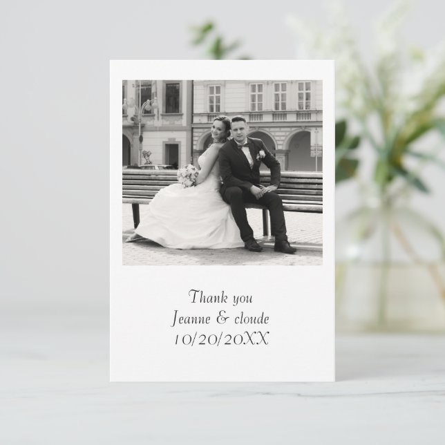 Tarjeta de agradecimiento para boda elegante (Anverso de pie)