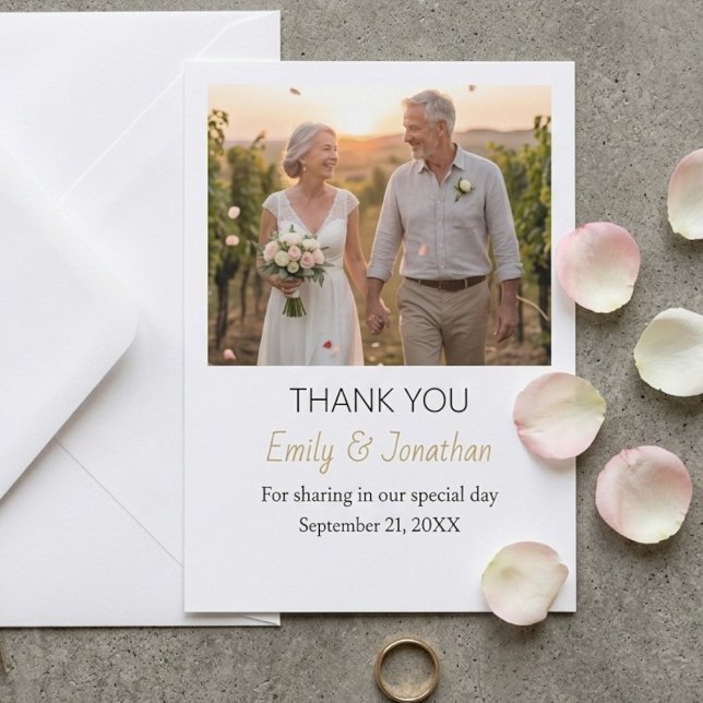 Tarjeta de agradecimiento para boda elegante con f (Subido por el creador)