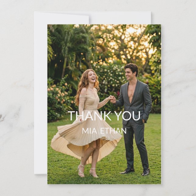 Tarjeta de agradecimiento para boda en jardín mini (Anverso)