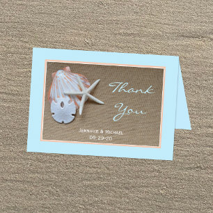 Tarjeta de agradecimiento para boda en la playa