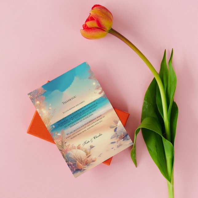 tarjeta de agradecimiento para boda en la playa (Subido por el creador)