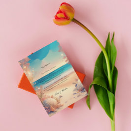 tarjeta de agradecimiento para boda en la playa