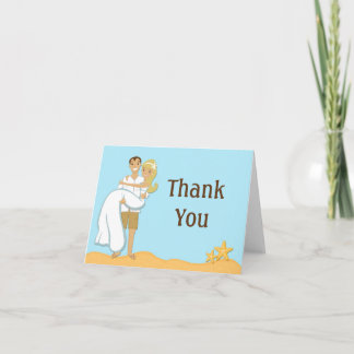 Tarjeta de agradecimiento para boda en la playa