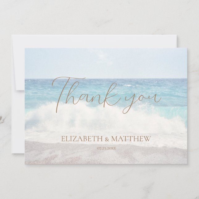 Tarjeta de agradecimiento para boda en la playa/bo (Anverso)