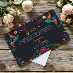 Tarjeta de agradecimiento para boda española con f