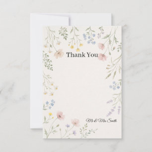 Tarjeta de agradecimiento para boda floral de flor