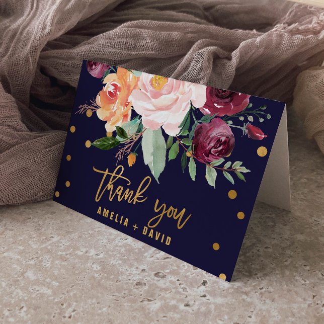 Tarjeta de agradecimiento para Boda floral de otoñ (Subido por el creador)