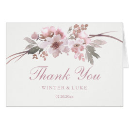 Tarjeta de agradecimiento para Boda floral gris y