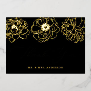 Tarjeta de agradecimiento para Boda floral negro y