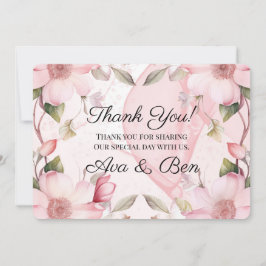 Tarjeta de agradecimiento para Boda floral rosado 