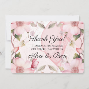 Tarjeta de agradecimiento para Boda floral rosado