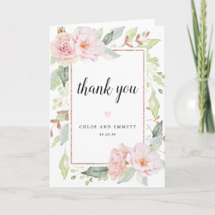 Tarjeta de agradecimiento para Boda floral Rubor P