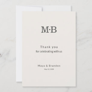 Tarjeta de agradecimiento para boda minimalista mo
