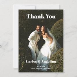 Tarjeta de agradecimiento para boda moderna