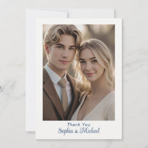 Tarjeta de agradecimiento para boda moderna con fo