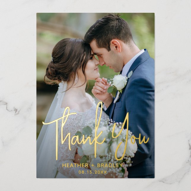 Tarjeta de agradecimiento para Boda moderno fotogr (Anverso)