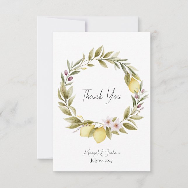 Tarjeta de agradecimiento para boda Olivar (Anverso)