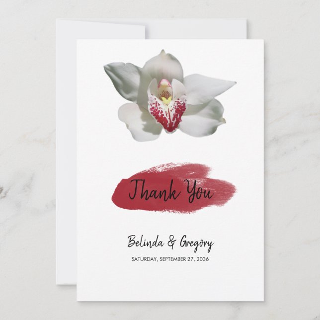 Tarjeta de agradecimiento para Boda Orquídea Blanc (Reverso)