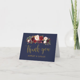 Tarjeta de agradecimiento para boda otoñal con flo