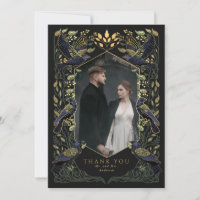 Tarjeta de agradecimiento para Boda Raven con enca