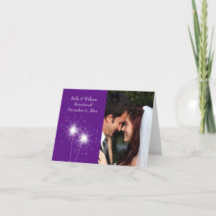 Tarjeta de agradecimiento para boda Sparkler púrpu