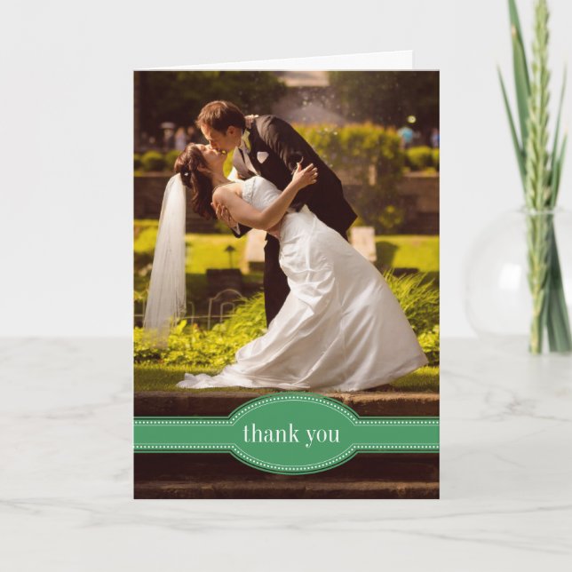 Tarjeta de agradecimiento para Boda, verde (Anverso)