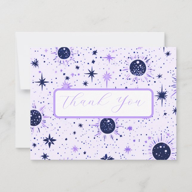 Tarjeta de agradecimiento para Bodas celestes negr (Anverso)