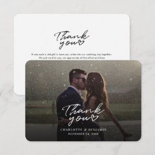 Tarjeta de agradecimiento para Bodas con letras de