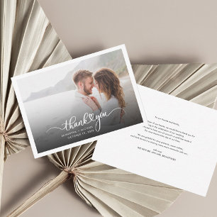 Tarjeta de agradecimiento para Bodas con letras de