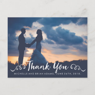 Tarjeta de agradecimiento para Bodas cursivos manu