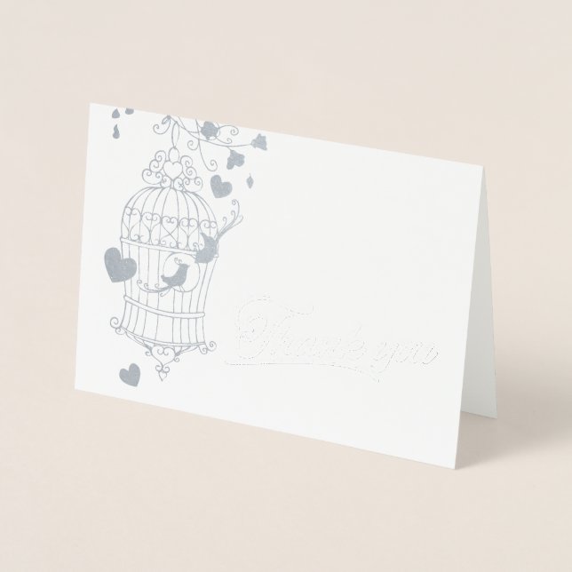 Tarjeta de agradecimiento para bodas de jaulas bla (Anverso)