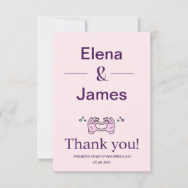 Tarjeta de agradecimiento para Bodas modernos y se