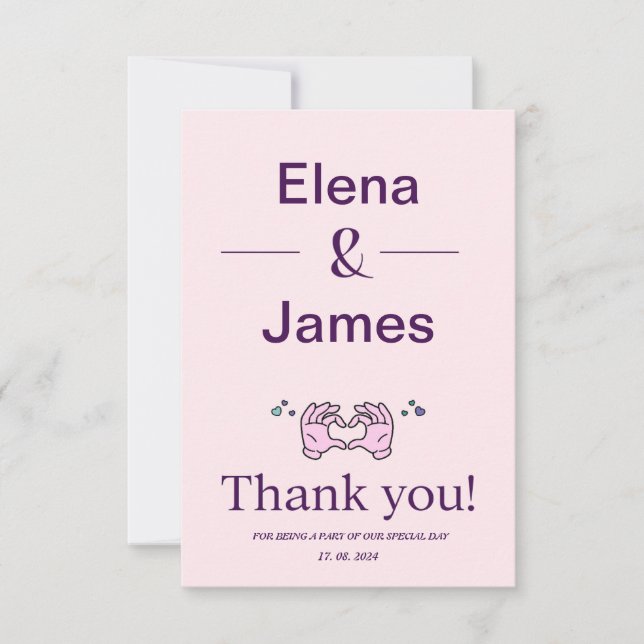 Tarjeta de agradecimiento para Bodas modernos y se (Anverso)