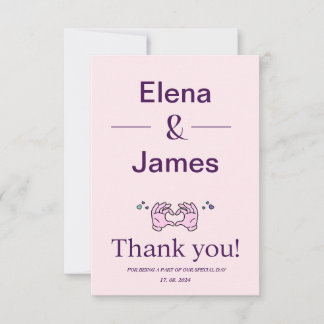 Tarjeta de agradecimiento para Bodas modernos y se