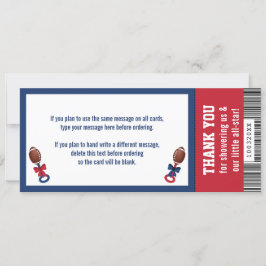 Tarjeta de agradecimiento para boletos de fútbol,