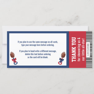 Tarjeta de agradecimiento para boletos de fútbol, 