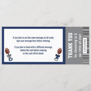 Tarjeta de agradecimiento para boletos de fútbol, 