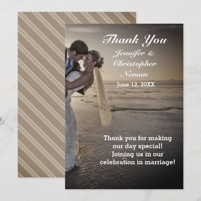 Tarjeta de agradecimiento para Bride & Groom Graye (Anverso / Reverso)