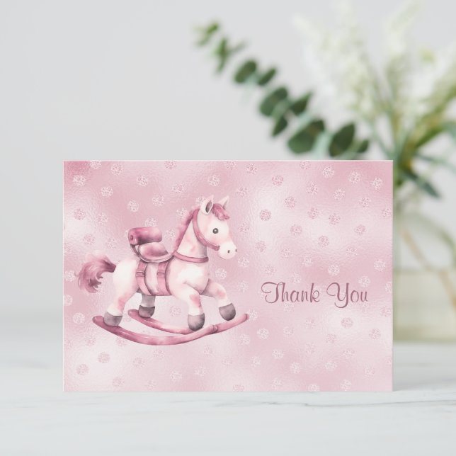 Tarjeta de agradecimiento para caballo rosado (Anverso de pie)