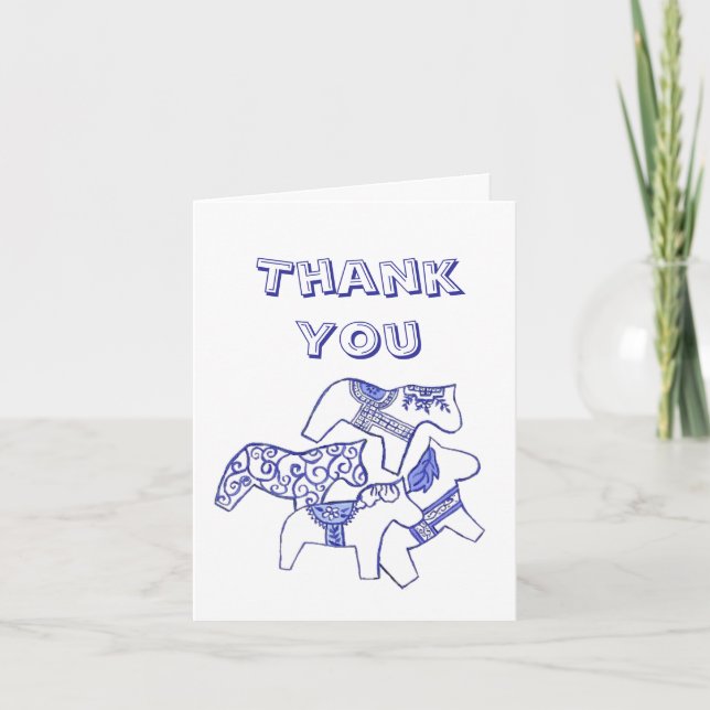 Tarjeta de agradecimiento para caballos azules y b (Anverso)