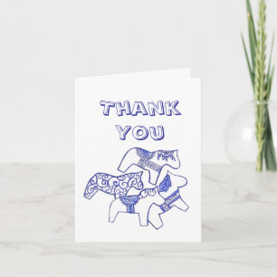 Tarjeta de agradecimiento para caballos azules y b
