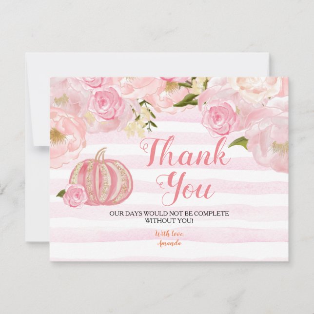 Tarjeta de agradecimiento para calabaza dorada y r (Anverso)