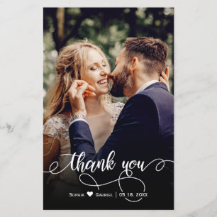 Tarjeta de agradecimiento para caligrafía fotográf