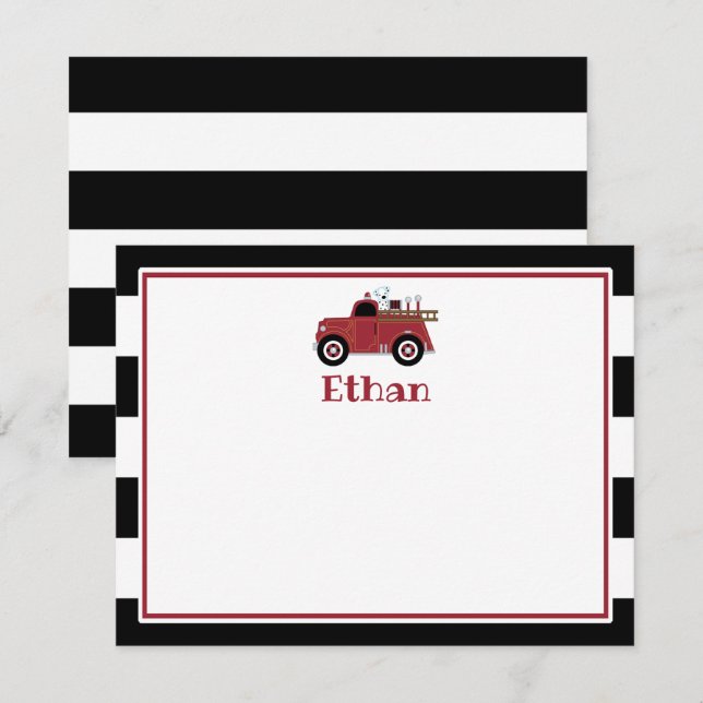 Tarjeta de agradecimiento para camiones de bombero (Anverso / Reverso)