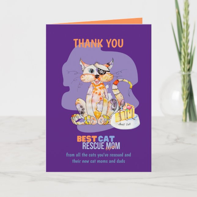 Tarjeta de agradecimiento para CAT RESCUE MOM Fost (Anverso)