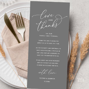 Tarjeta de agradecimiento para cena de boda, Amor 