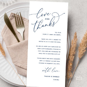Tarjeta de agradecimiento para cena de boda, Amor