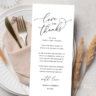 Tarjeta de agradecimiento para cena de boda, Amor 