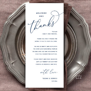 Tarjeta de agradecimiento para cena de boda, Bienv