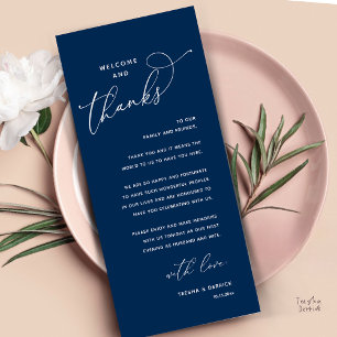 Tarjeta de agradecimiento para cena de boda, Bienv